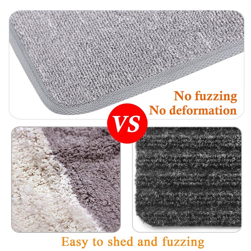 Seloom 13pcs Carpet Stair Treads, Indoor Non Slip Stair Rugs Covers Rubber Backing Anti Slip Indoor Stair Mats Removable Washable Step Runners for Indoor Wooden Steps Stairs (25.5Ã—9.5In,Grey) - Image 3